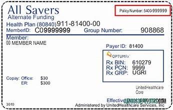 Cartão de seguro saúde da UnitedHealthcare Inc. modelo